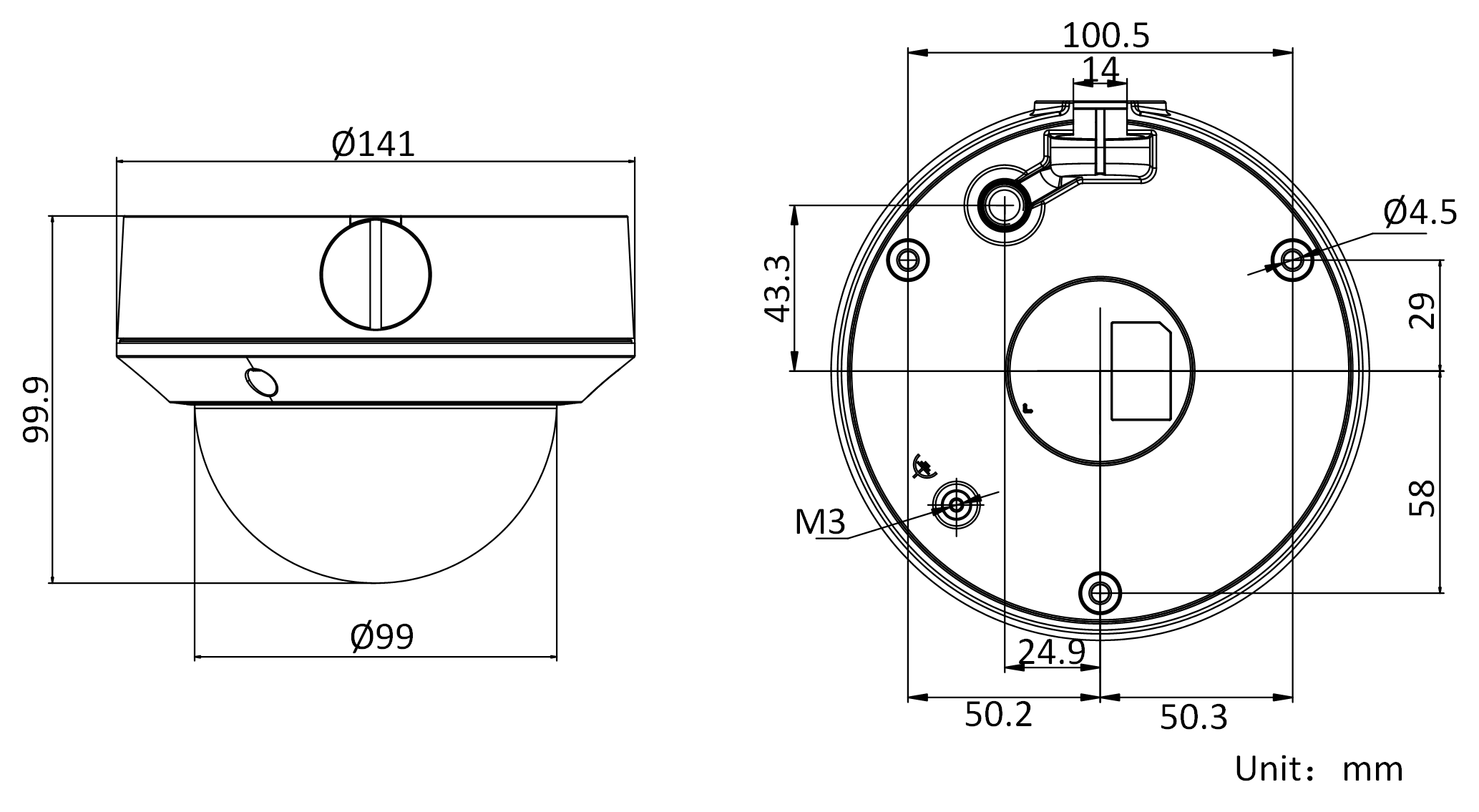 DS-2CD2725EF(D)-I(Z)(S)產(chan) 品尺寸