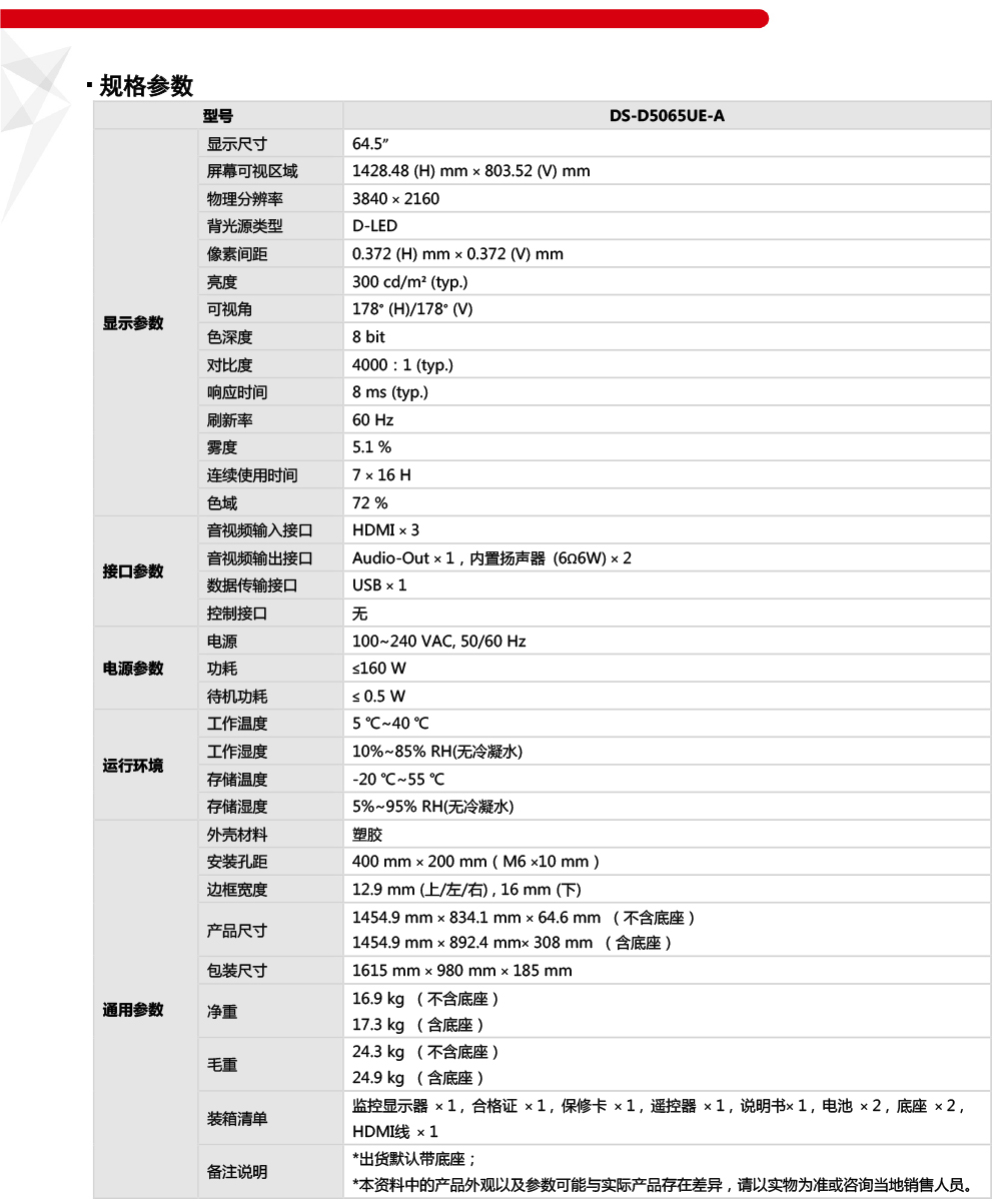 DS-KHJ804產(chan) 品參數