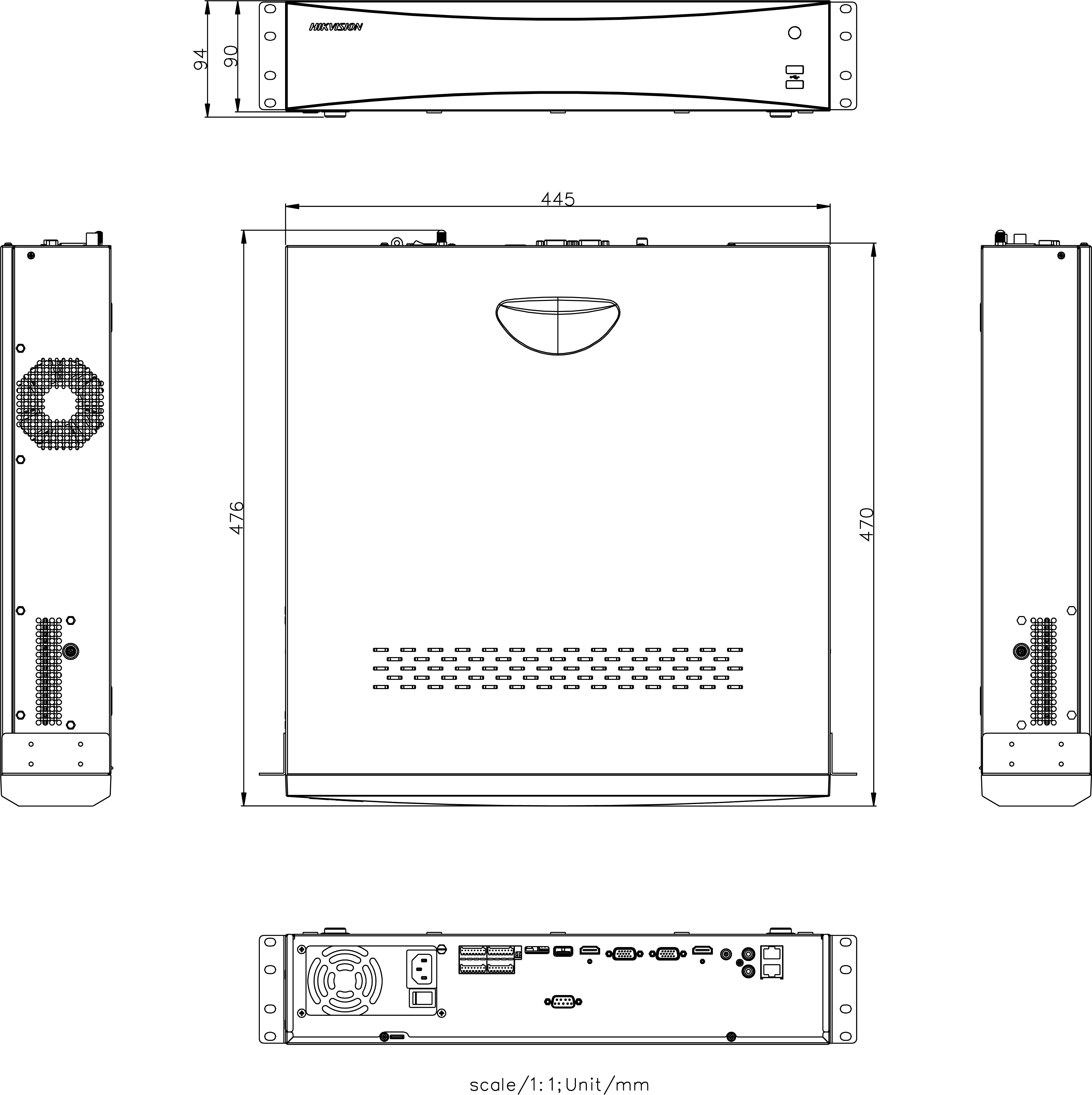 DS-8600NX-I8產(chan) 品尺寸