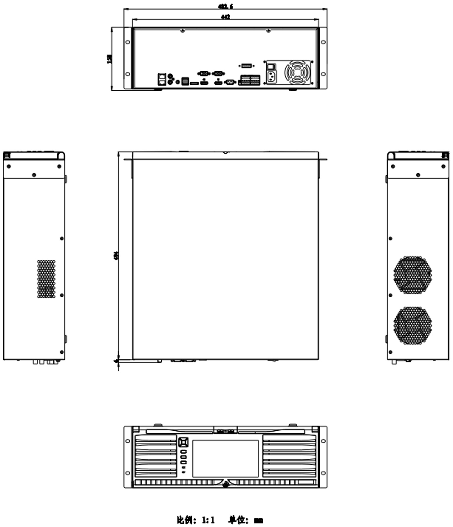 DS-96128N-I16R/C產(chan) 品尺寸 DS-96128N-I16R/C產(chan) 品尺寸