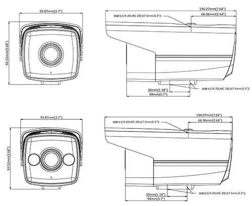 DS-2CD7T27DWD-(I)(L)外形尺寸 DS-2CD7T27DWD-(I)(L)外形尺寸
